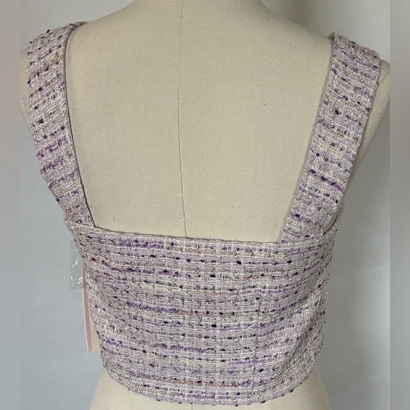 NEW w/Tags AQUA Lavender Tweed Crop Top 100% Bloomingdale's Exclusive Size L - Picture 5 of 11